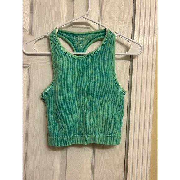 Zenana Outfitters Tops - Zenana Outfitters Green Mineral Wash Ribbed Racerback Crop Top NTW-6190A L XL